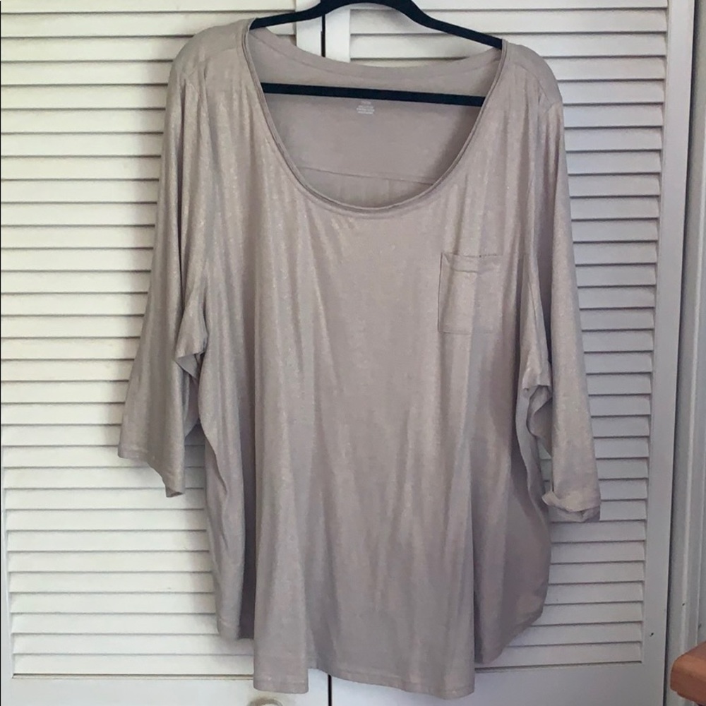 Lane Bryant 3/4 Sleeve Gold Shimmery Top
